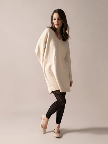 Robe pull en tricot - Naturel