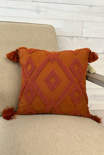 Cozy Moment Tufted Geometric Cushion Home Rose Buddha  Orange