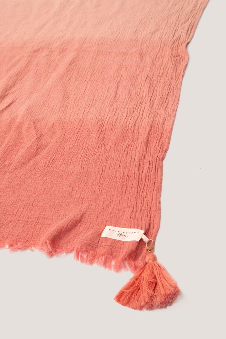 Crinkled Linen Dip-Dye Throw Blanket Home Rose Buddha - Peach / Pêche