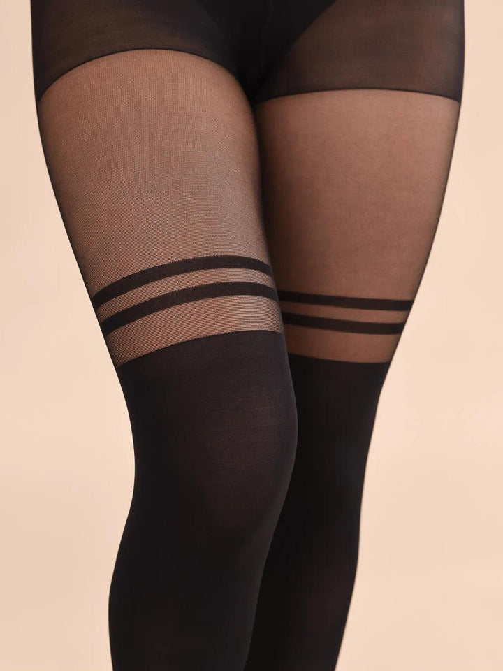 Over-The-Knee Striped Tights - Rose Buddha